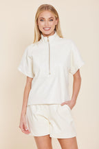 Faux Leather Zip Up Top