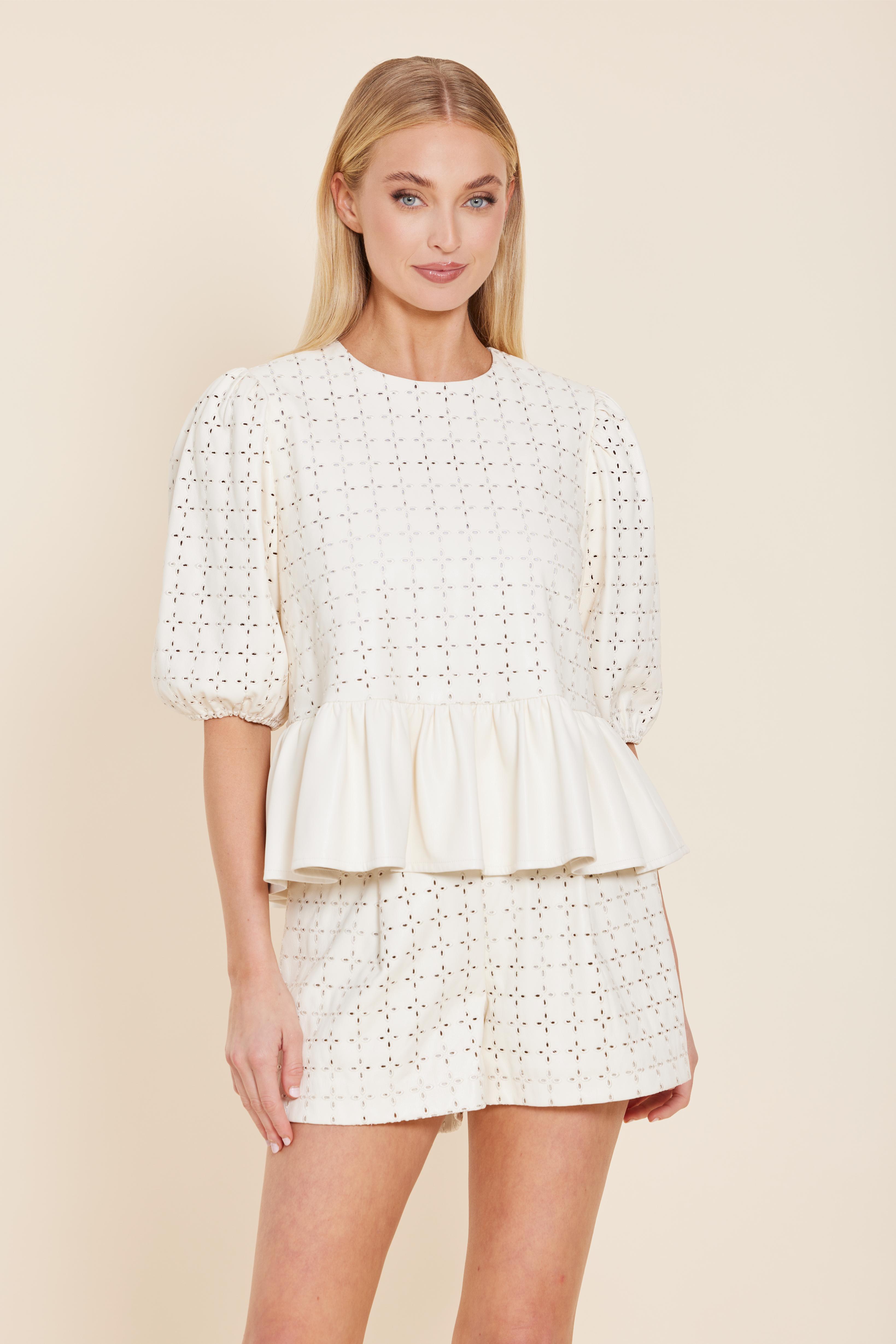 Faux Leather Eyelet Shorts