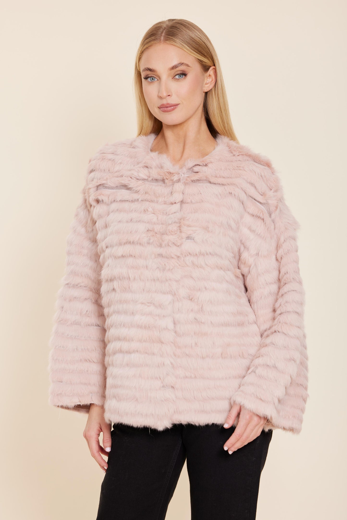 Oversized Blush Pink Fur Jacket