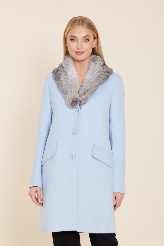 Wool Coat with Fur Collar