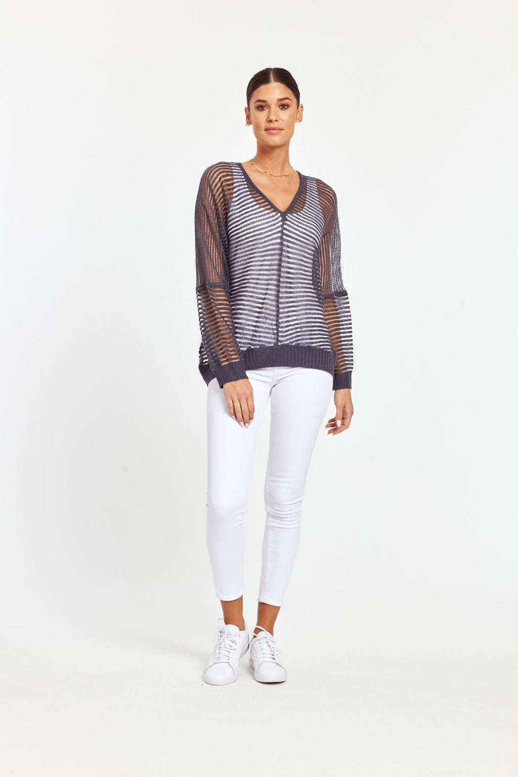 Striped Sheer Knit Top