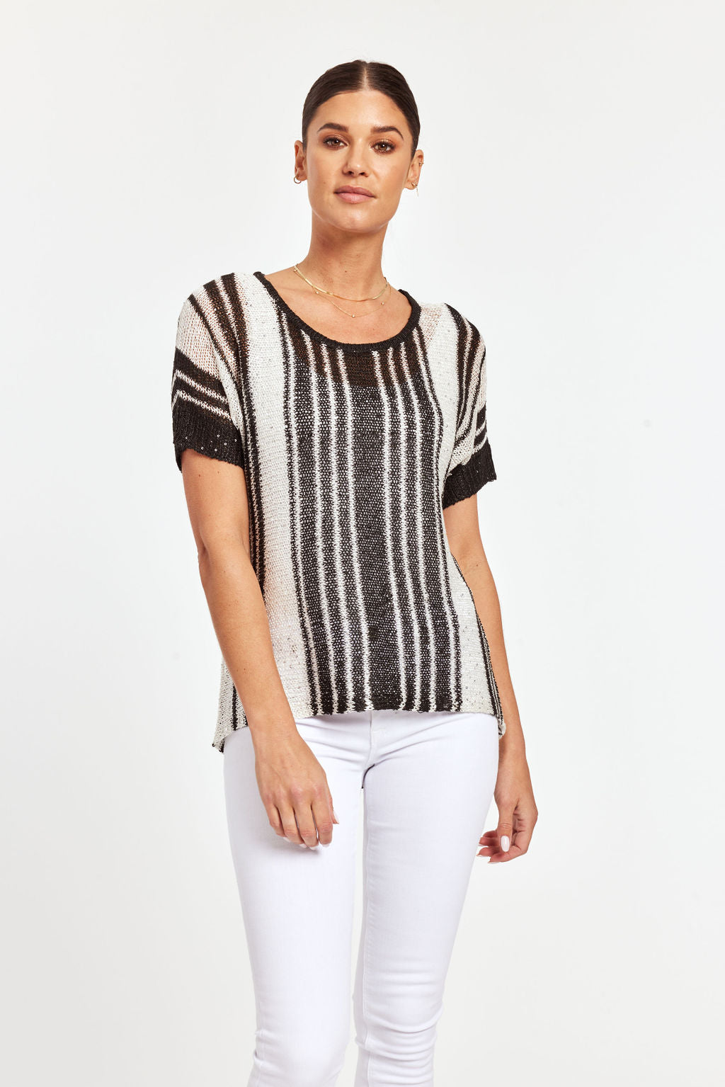 black and white sequin top