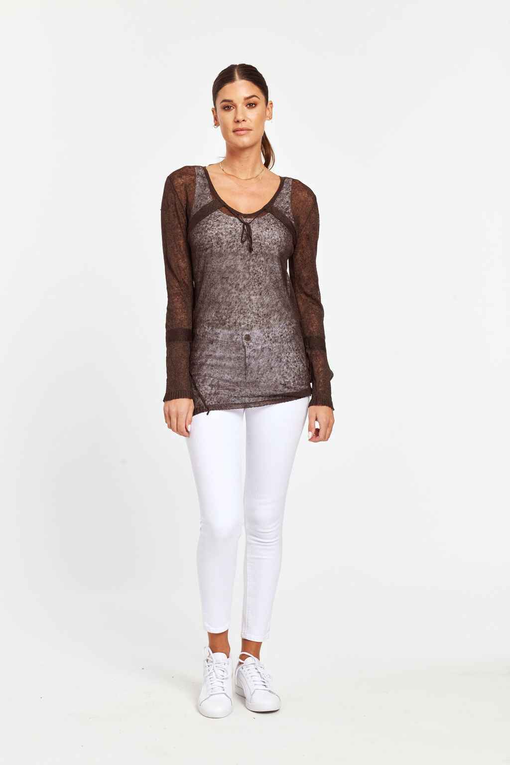 Linen Blend Long Sleeve Top