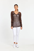 Linen Blend Long Sleeve Top