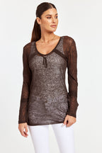 Linen Blend Long Sleeve Top