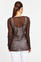 Linen Blend Long Sleeve Top