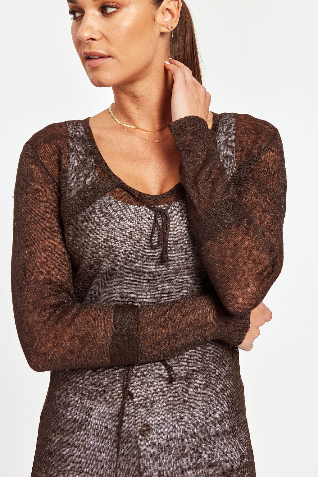 Linen Blend Long Sleeve Top