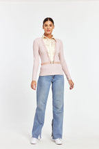 Ruffle Satin Insert Knit Pullover