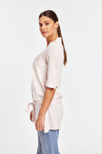 Linen Cotton Blend Belted Tunic