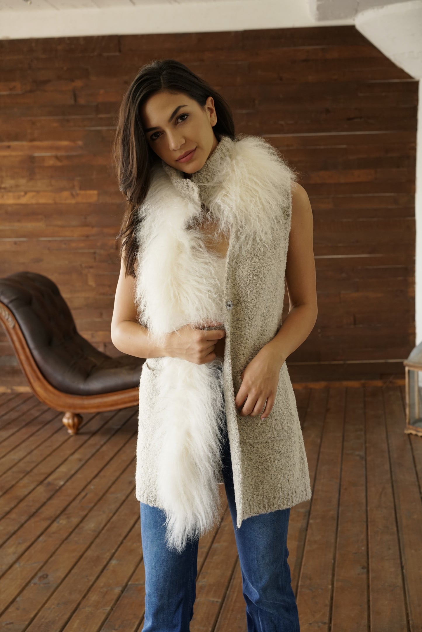 Load image into Gallery viewer, Knitted Mongolian Fur Vest
