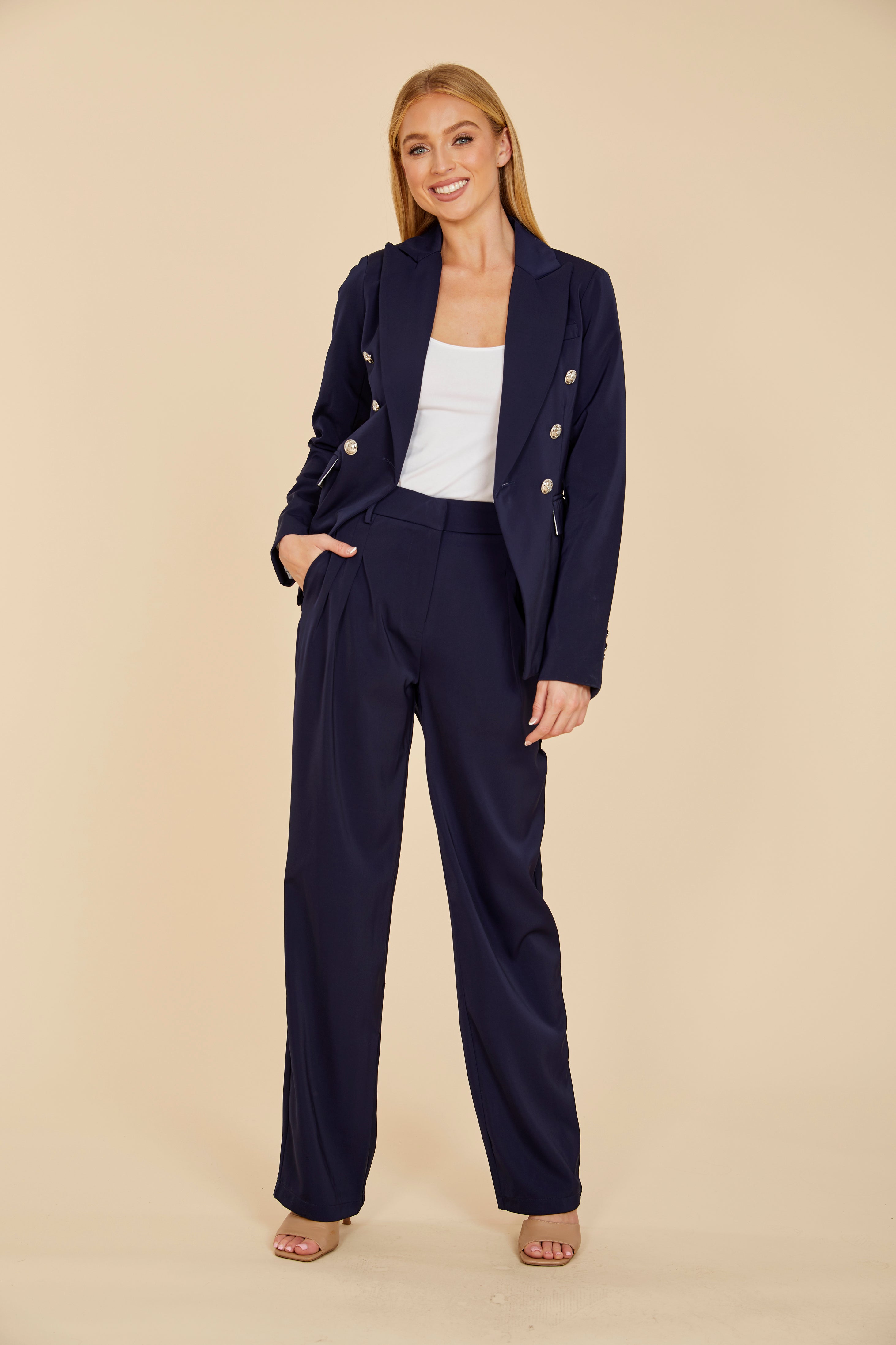 Pleated Wide Leg Trouser
