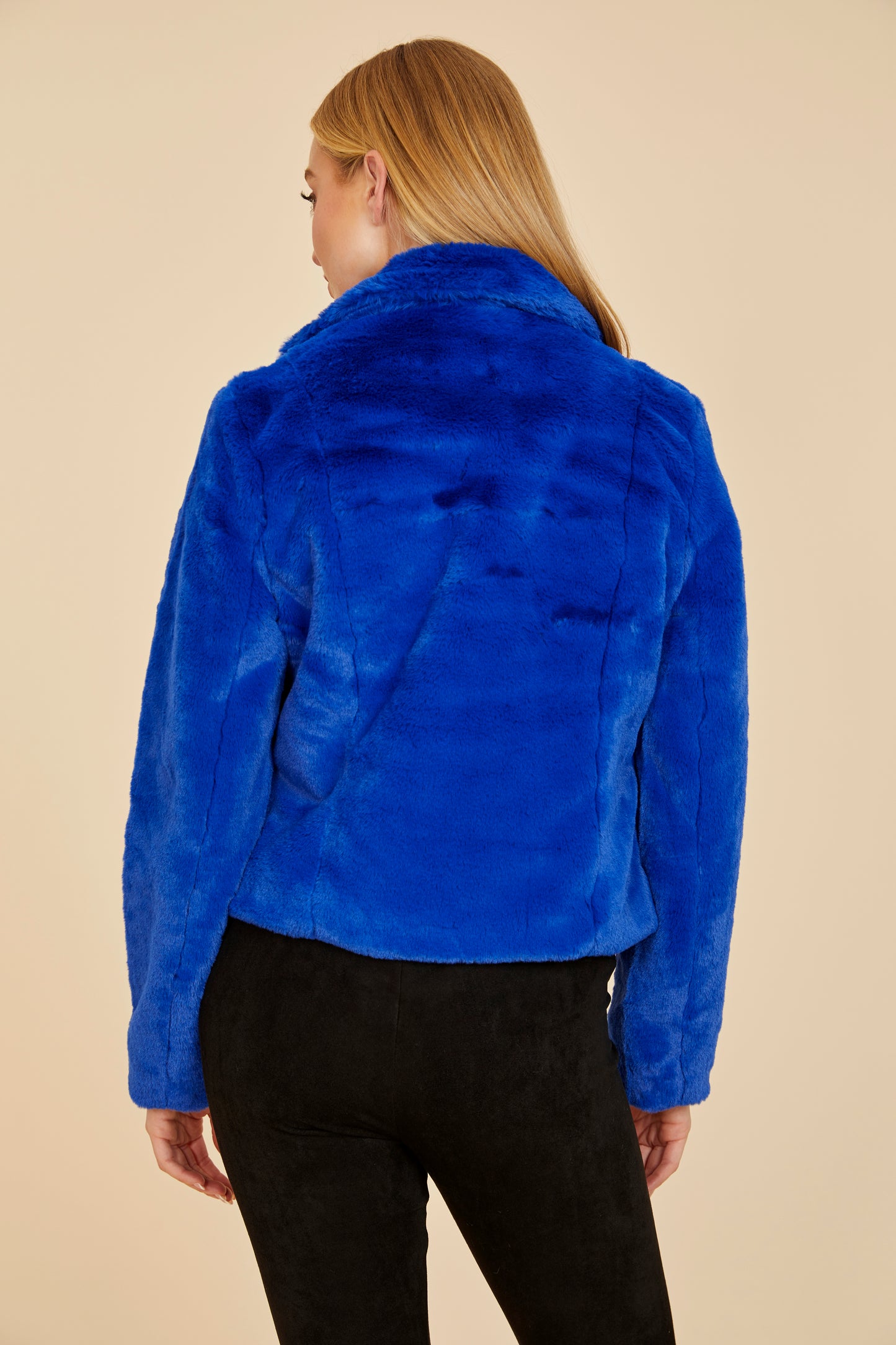 Long Notched Collar Wrap Cobalt Blue Coat