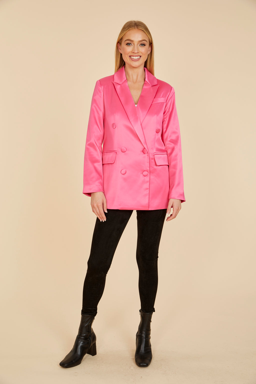 Double Breasted Satin Blazer