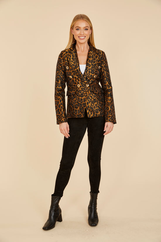 Load image into Gallery viewer, Double Breasted Leopard Print Blazer
