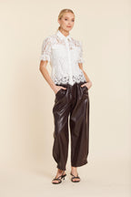 Floral Lace Elastic Cuff Top