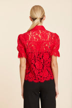 Floral Lace Elastic Cuff Top
