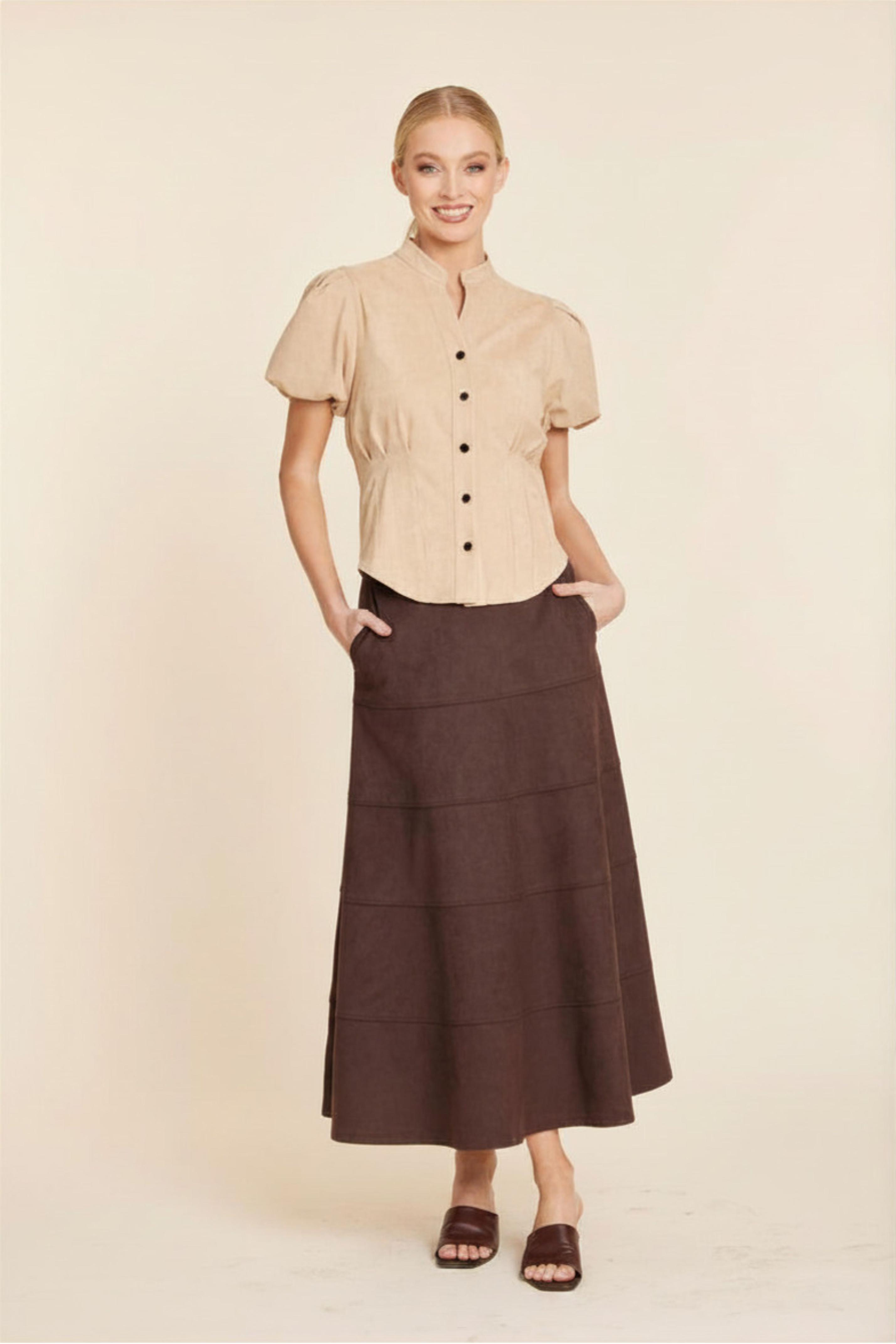Faux Suede Darted Waist Top