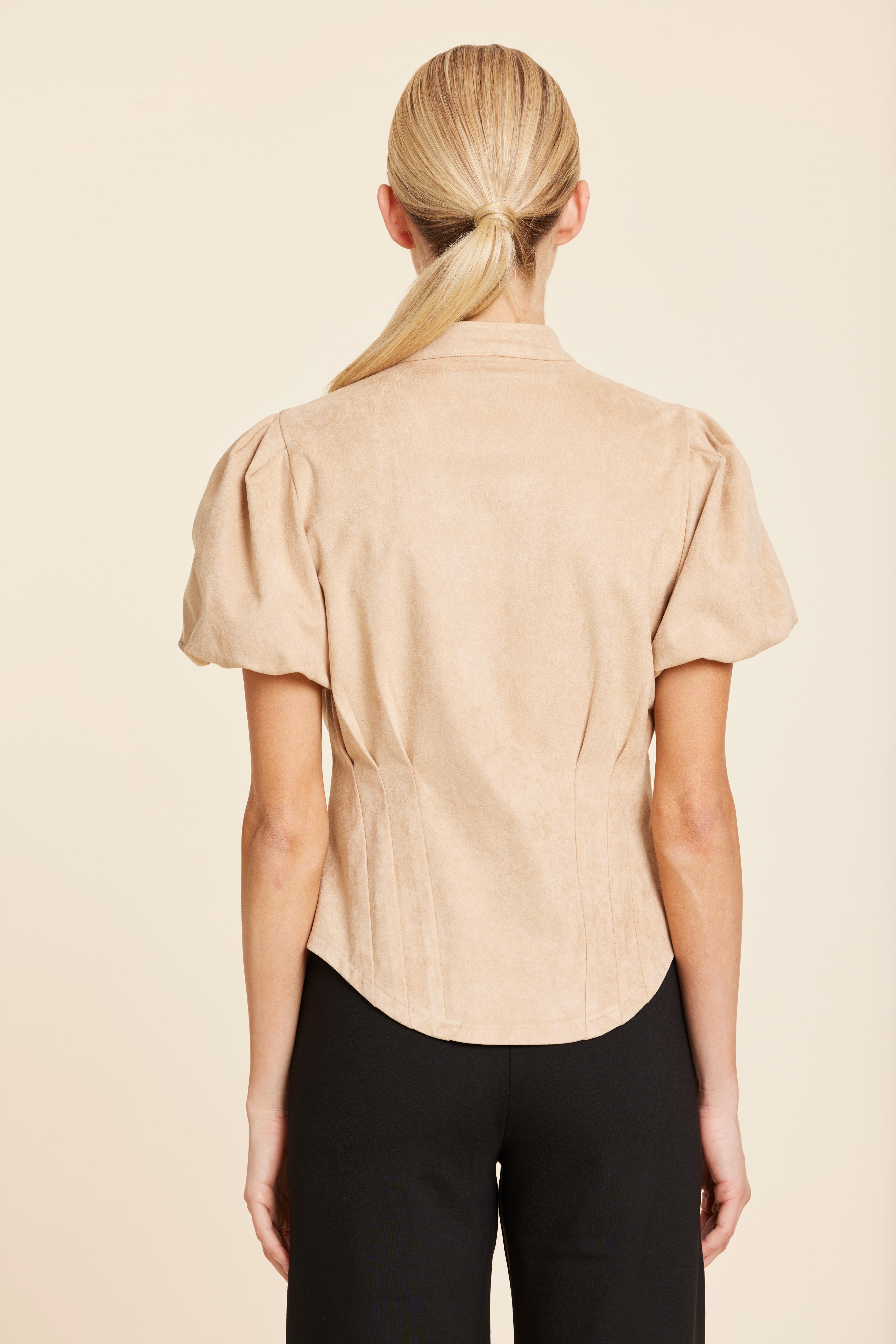 Faux Suede Darted Waist Top
