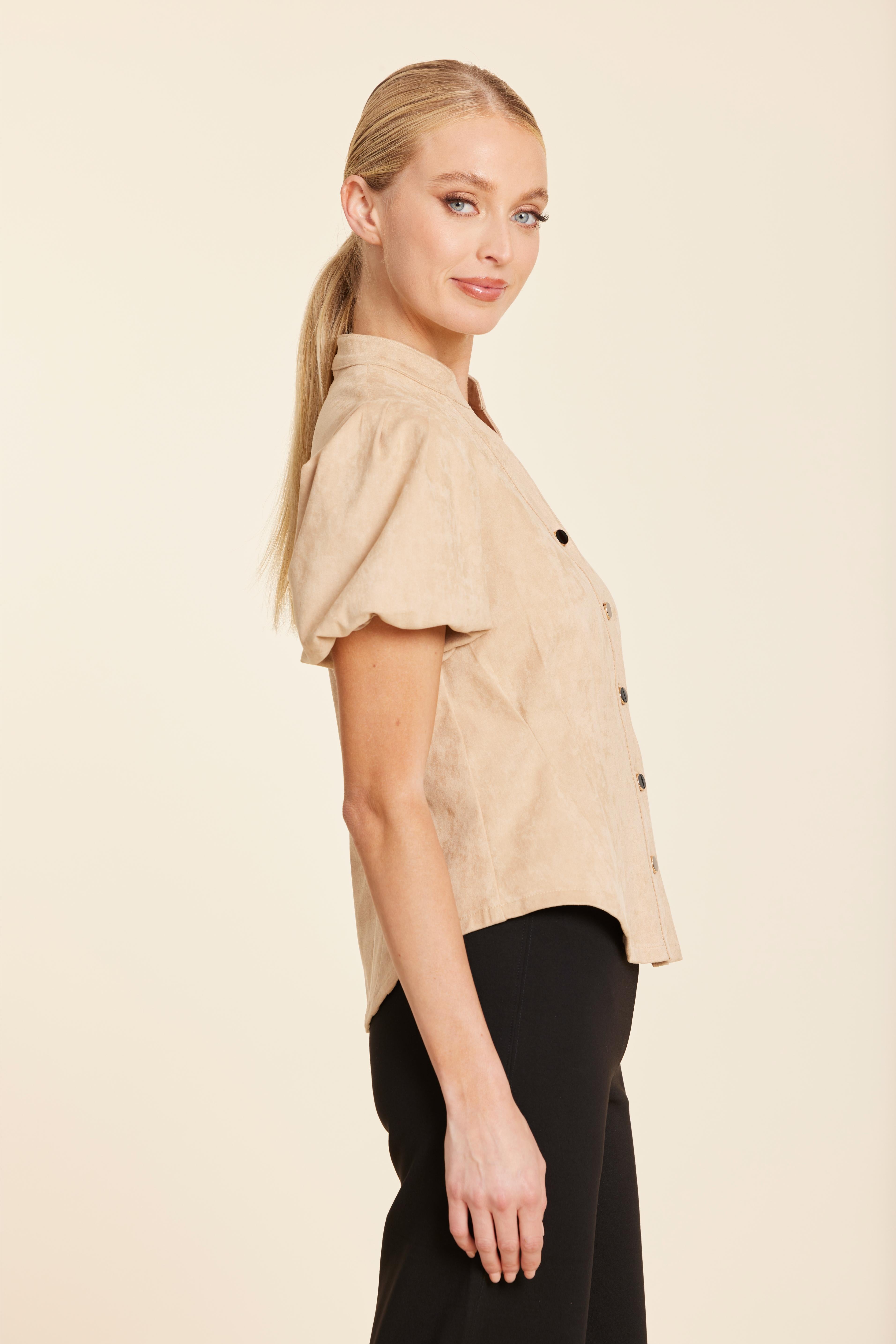 Faux Suede Darted Waist Top