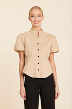 Faux Suede Darted Waist Top