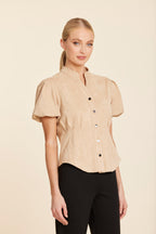 Faux Suede Darted Waist Top