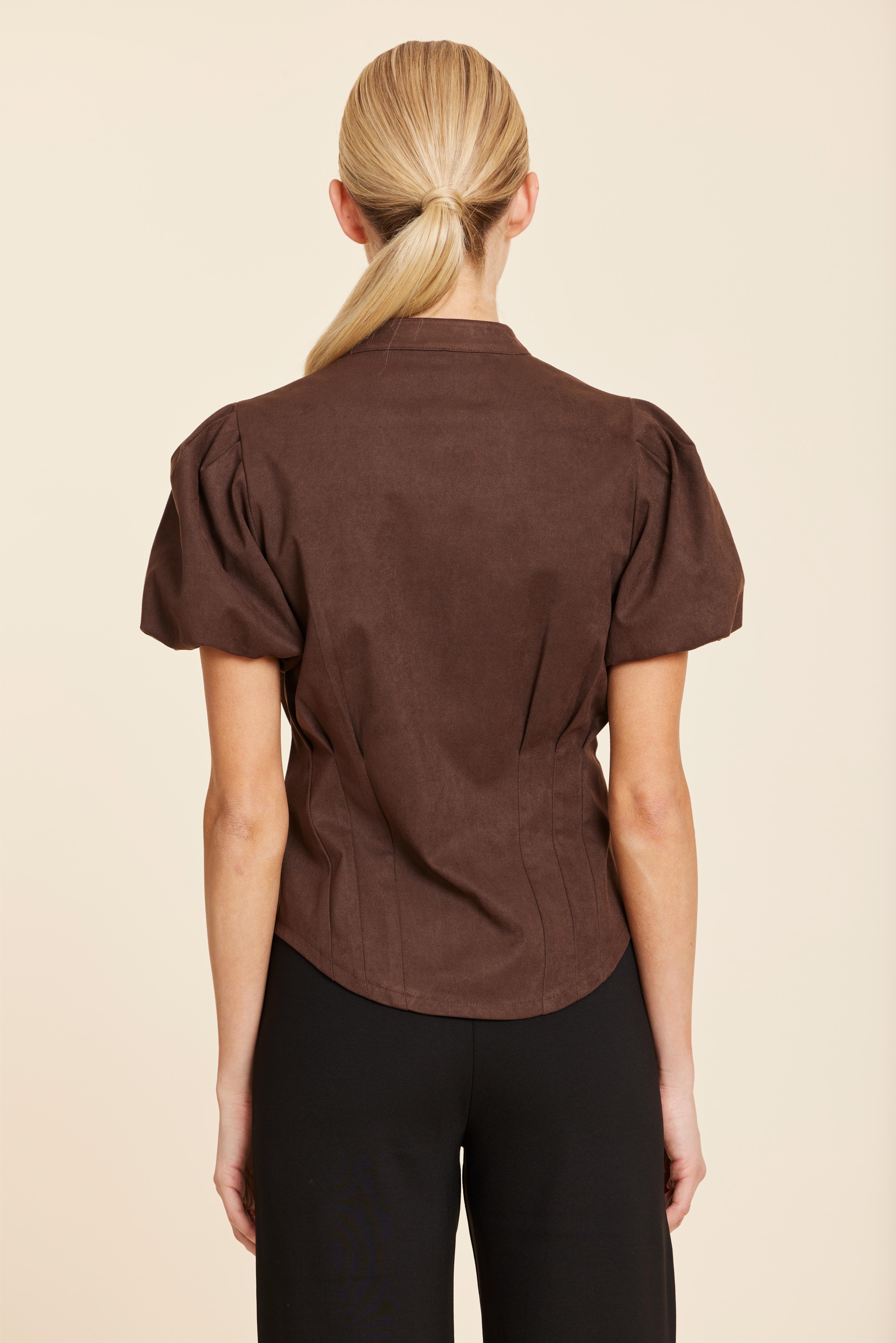 Faux Suede Darted Waist Top