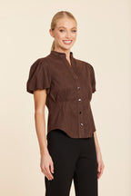Faux Suede Darted Waist Top