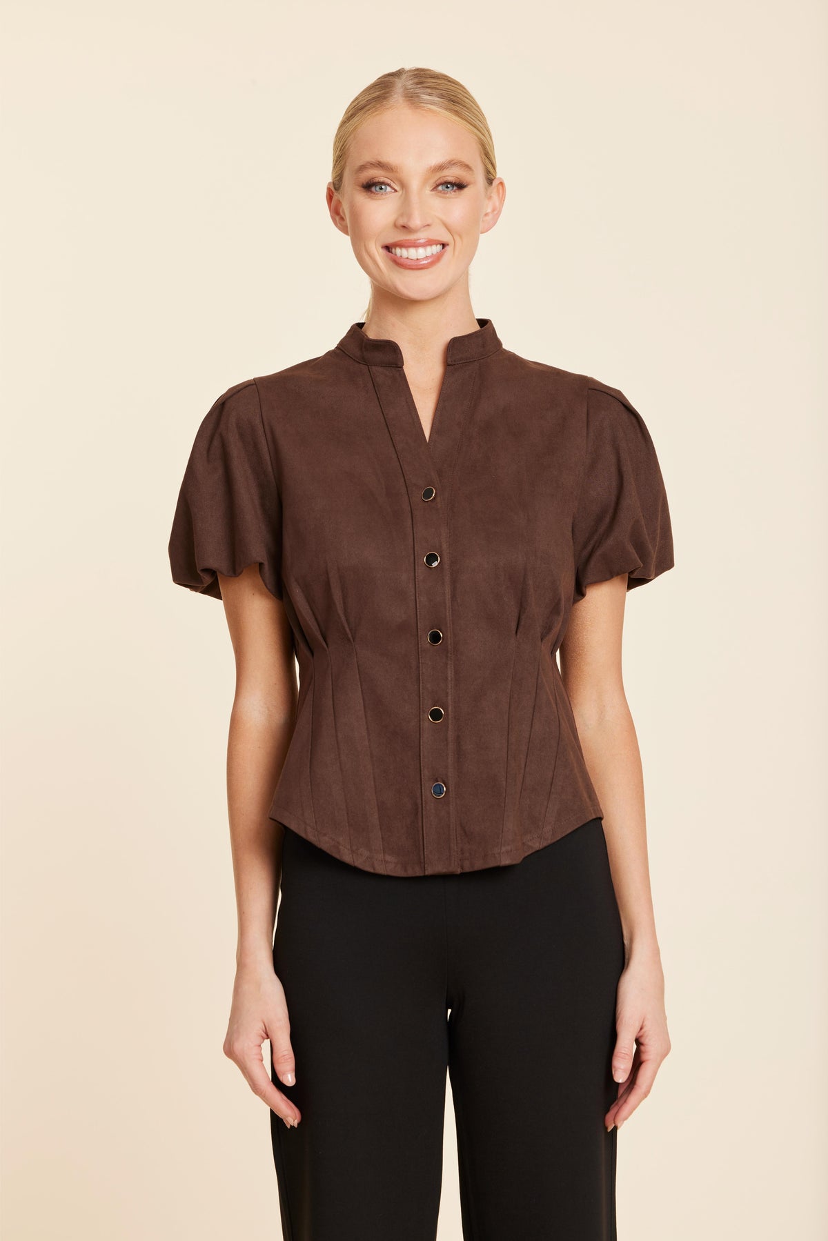 Faux Suede Darted Waist Top