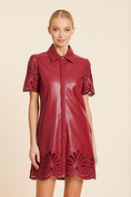 Faux Leather Lace Cutout Detail Dress