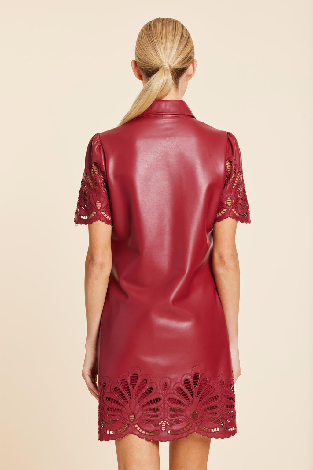 Faux Leather Lace Cutout Detail Dress