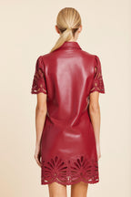 Faux Leather Lace Cutout Detail Dress