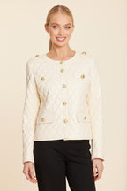 Faux Leather Quilted Gold Button Jacket