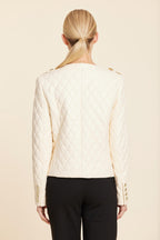 Faux Leather Quilted Gold Button Jacket