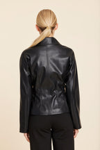 Faux Leather Fitted Shirt Jacket