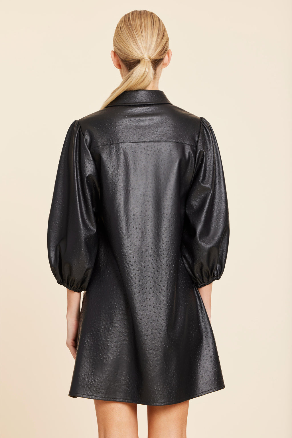 Faux Leather Ostrich Embossed Dress