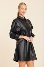 Faux Leather Ostrich Embossed Dress