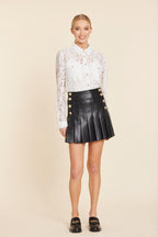 Faux Leather Pleated Skirt