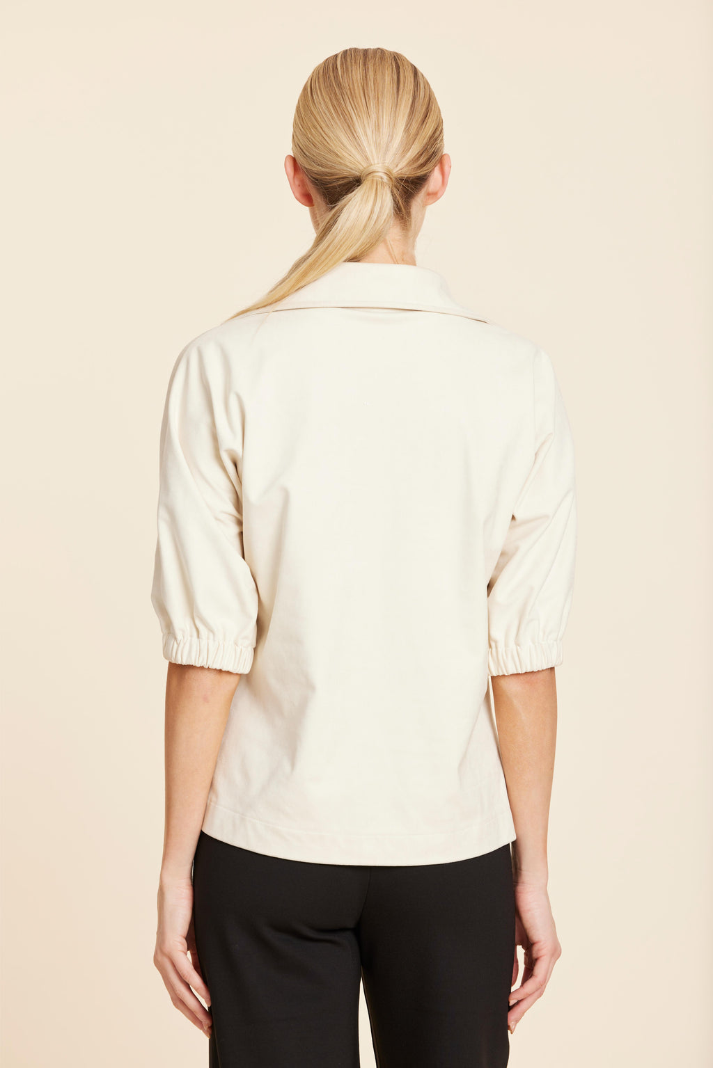 Faux Suede Johnny Collar Top