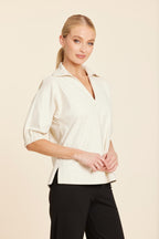 Faux Suede Johnny Collar Top