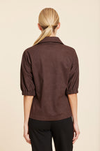 Faux Suede Johnny Collar Top