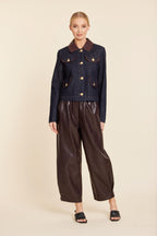 Faux Leather Barrel Leg Pant