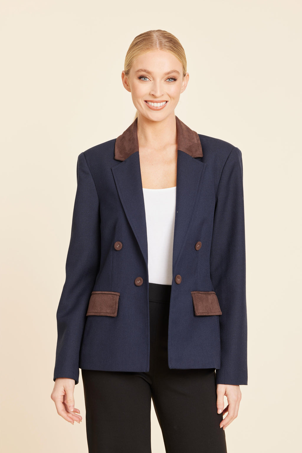Faux Suede Trimmed Blazer