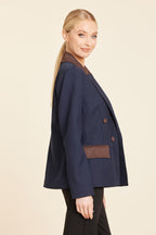 Faux Suede Trimmed Blazer