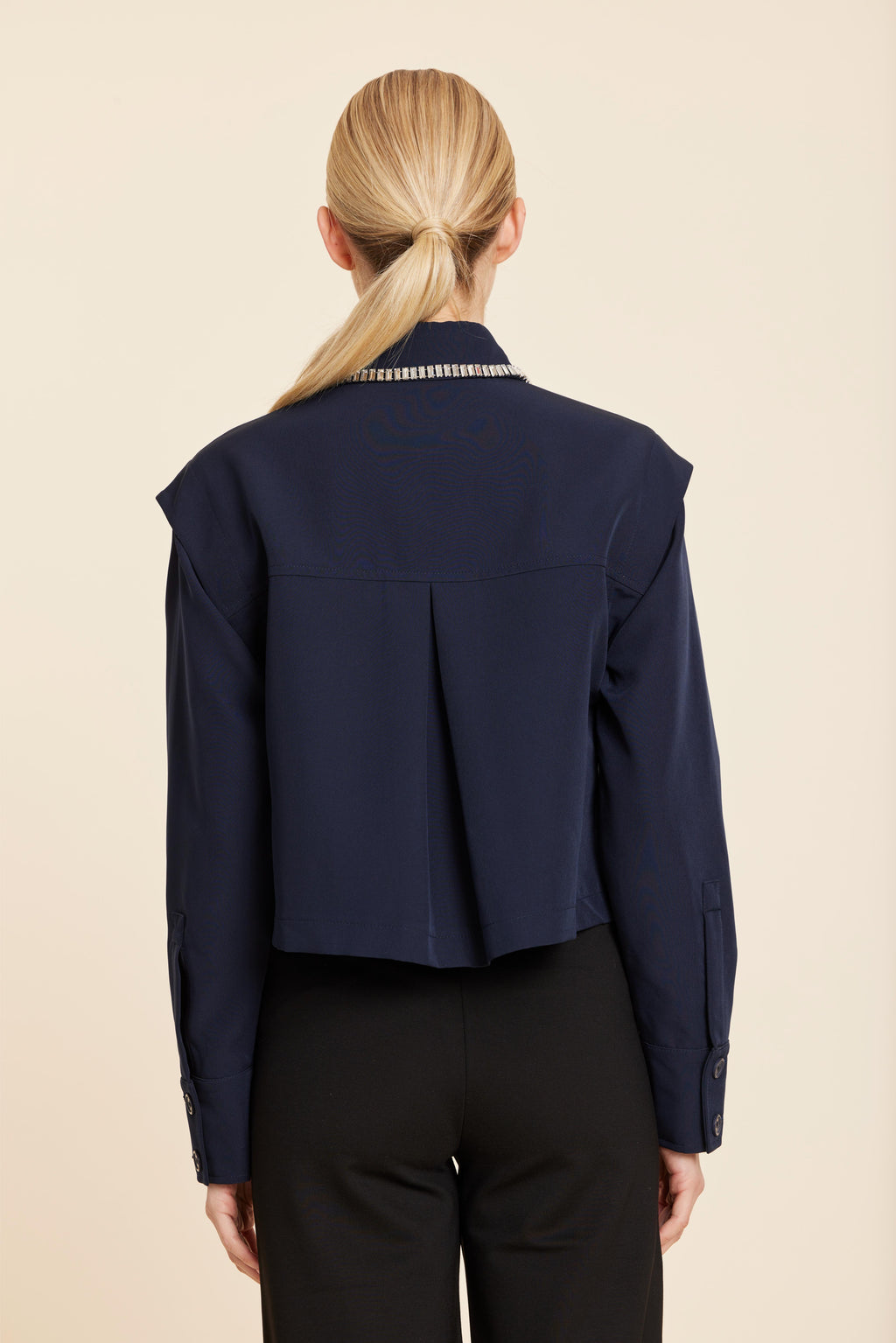 Rhinestone Embellished Shirt Jacket