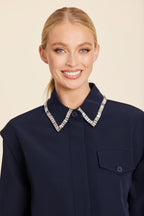 Rhinestone Embellished Shirt Jacket