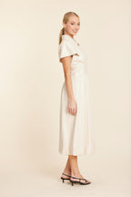 Faux Leather Zip Midi Bubble Dress