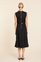 Faux Suede Belted Midi Dress