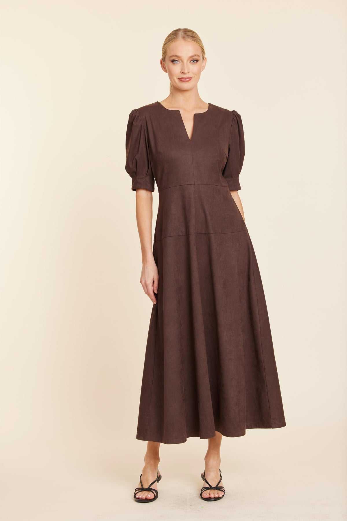 Faux Suede Maxi Dress