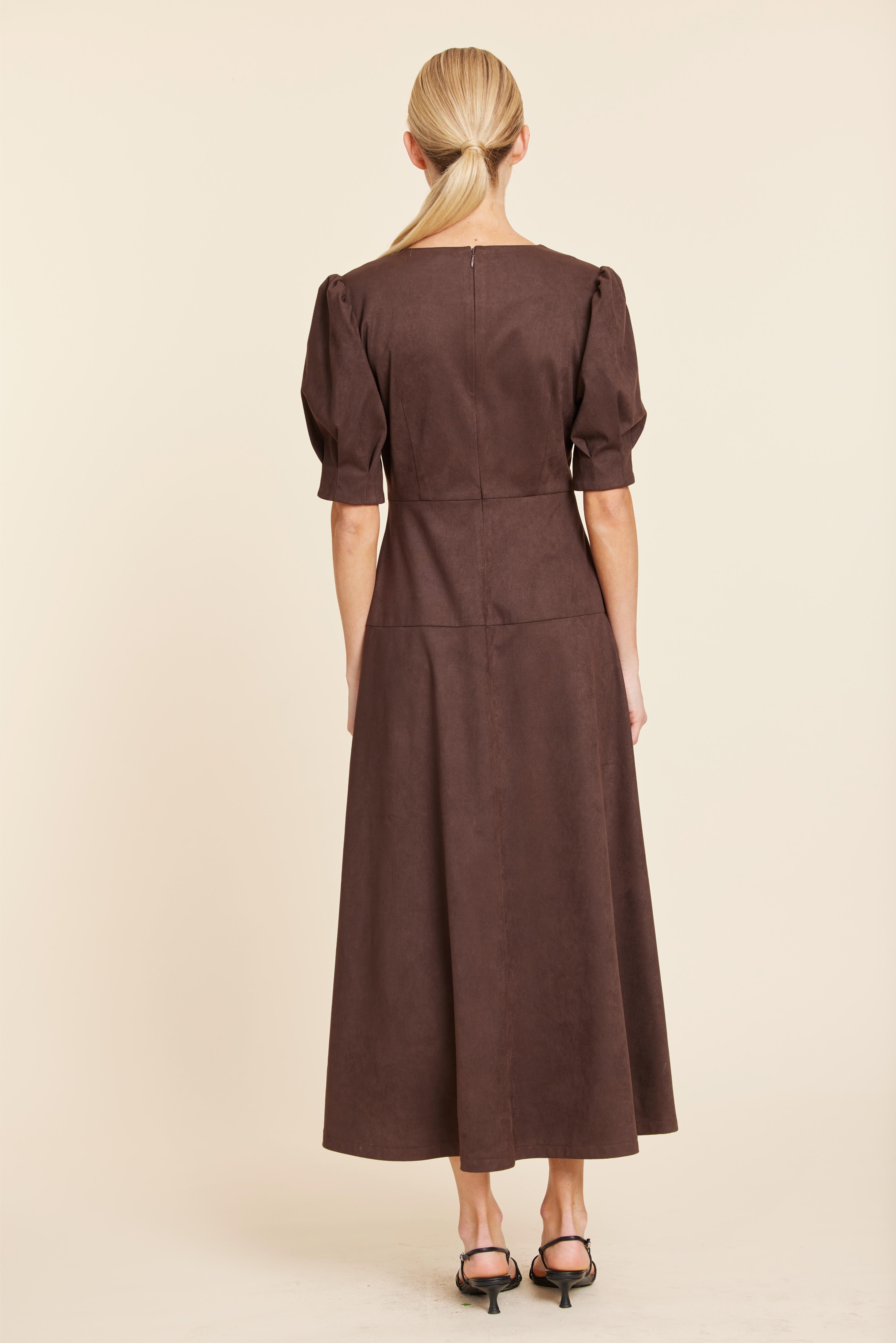 Faux Suede Maxi Dress