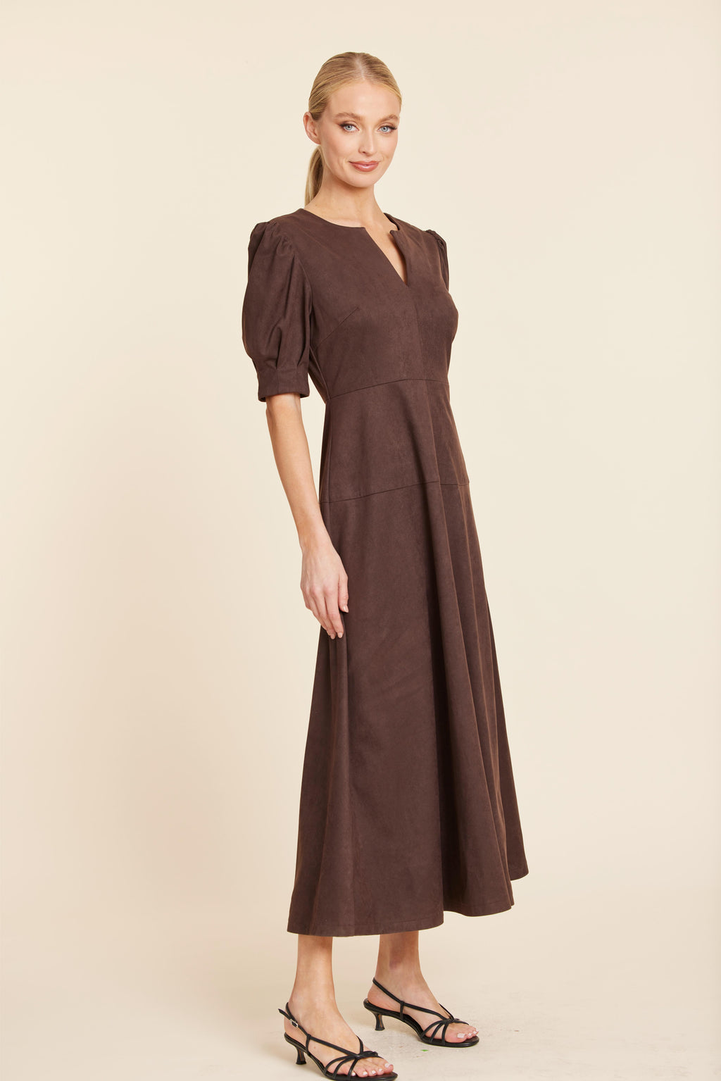 Faux Suede Maxi Dress